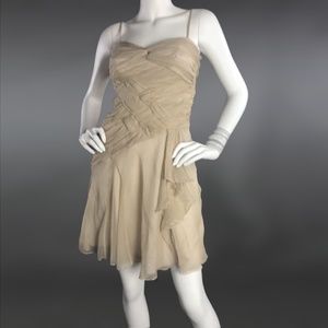 Karen Millen Beige Ruched Bodice Dress 6
